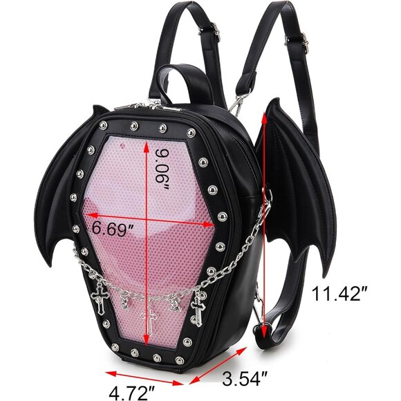 Gothic Coffin Shaped Shoulder Bag and Backpack for Women Halloween Style - Picture 4 of 9